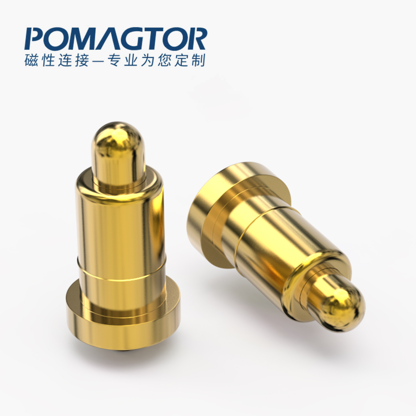 POGO PIN 双头式：电镀黄铜Au1u，电压12V，电流1A，弹力10000次+，工作温度-40°~150°