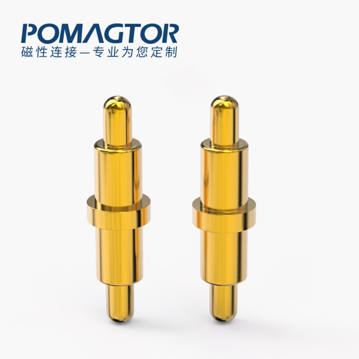 POGO PIN 双头式：电镀黄铜Au1u，电压12V，电流1A，弹力10000次+，工作温度-40°~150°