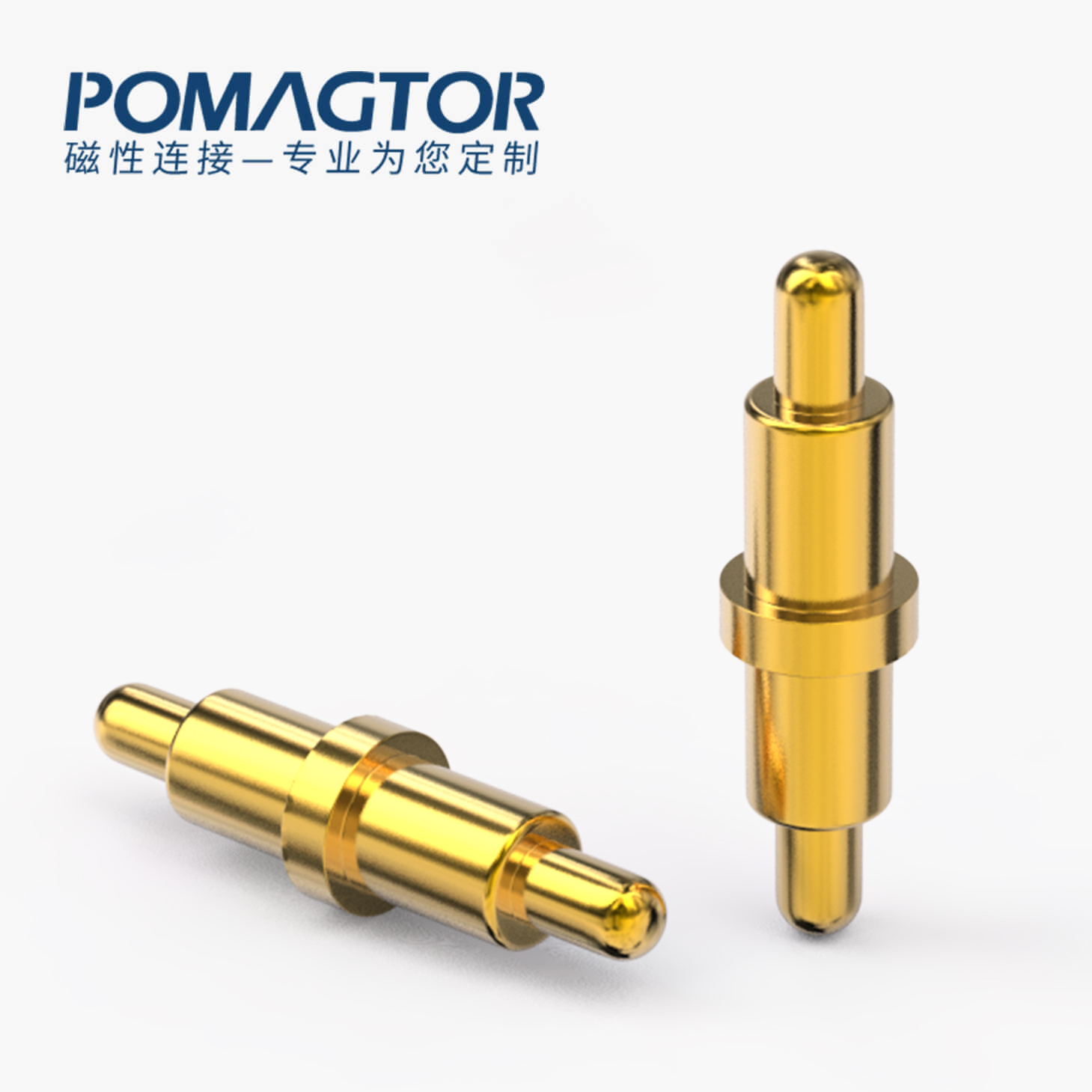 POGO PIN 双头式：电镀黄铜Au1u，电压12V，电流1A，弹力10000次+，工作温度-40°~150°