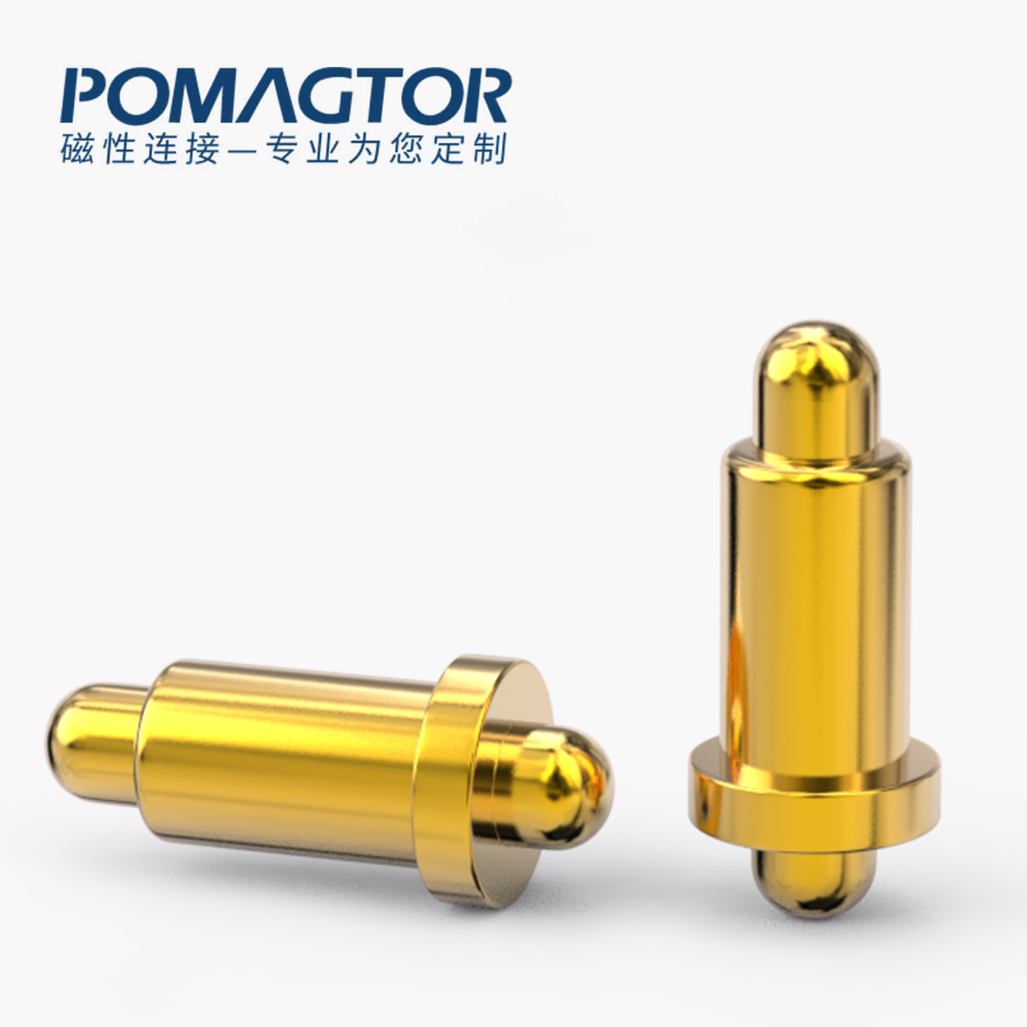 POGO PIN 双头式：电镀黄铜Au1u，电压12V，电流1A，弹力10000次+，工作温度-40°~150°