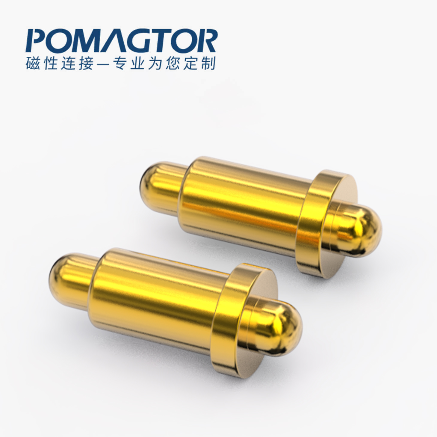 POGO PIN 双头式：电镀黄铜Au1u，电压12V，电流1A，弹力10000次+，工作温度-40°~150°