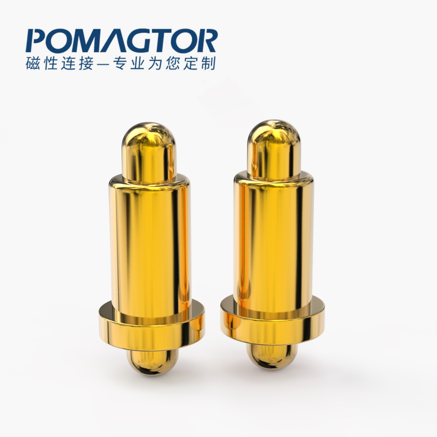 POGO PIN 双头式：电镀黄铜Au1u，电压12V，电流1A，弹力10000次+，工作温度-40°~150°