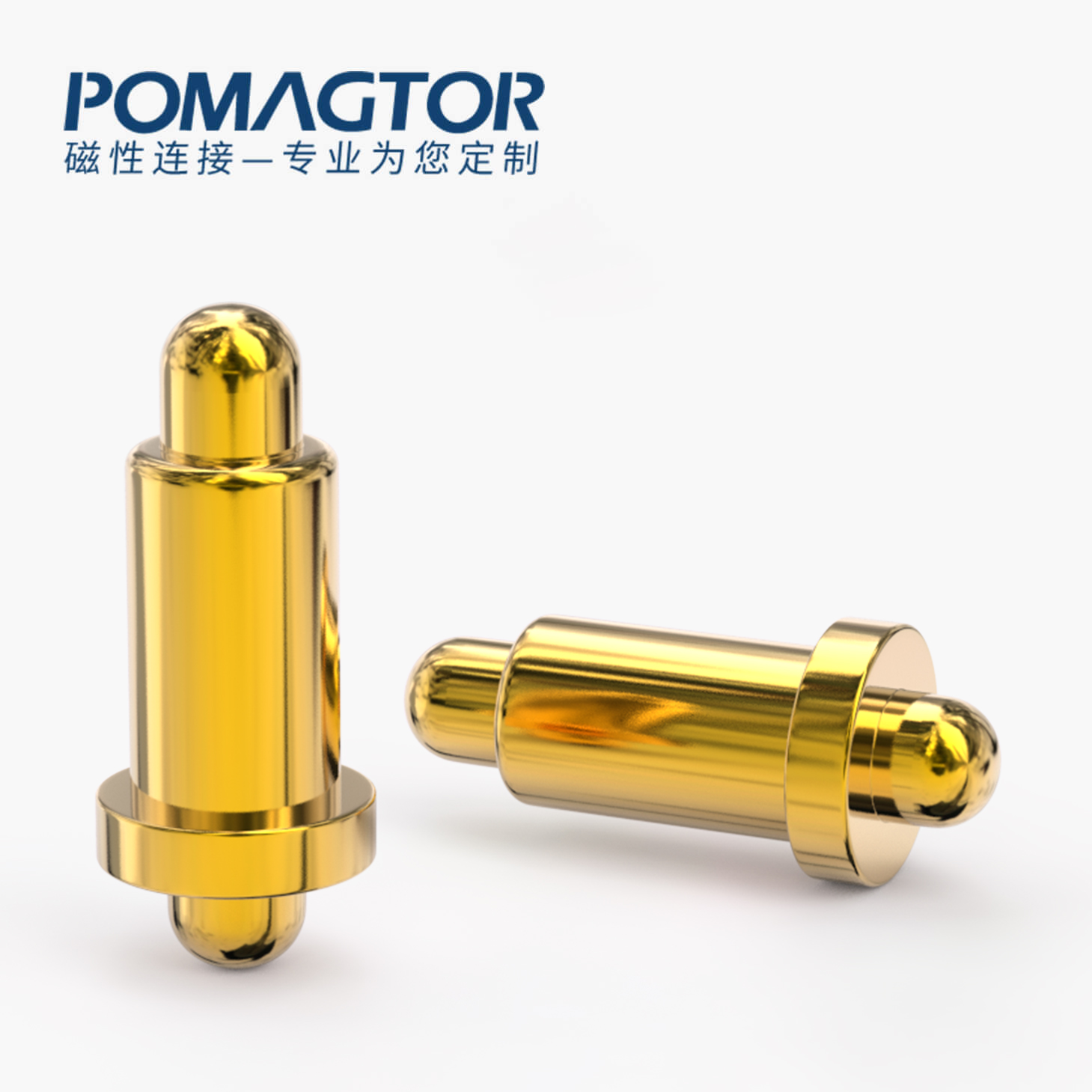 POGO PIN 双头式：电镀黄铜Au1u，电压12V，电流1A，弹力10000次+，工作温度-40°~150°