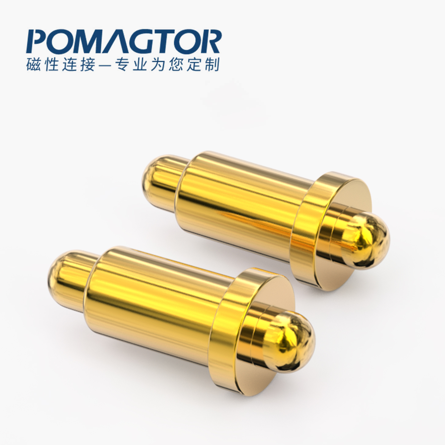 POGO PIN 双头式：电镀黄铜Au1u，电压12V，电流1A，弹力10000次+，工作温度-40°~150°