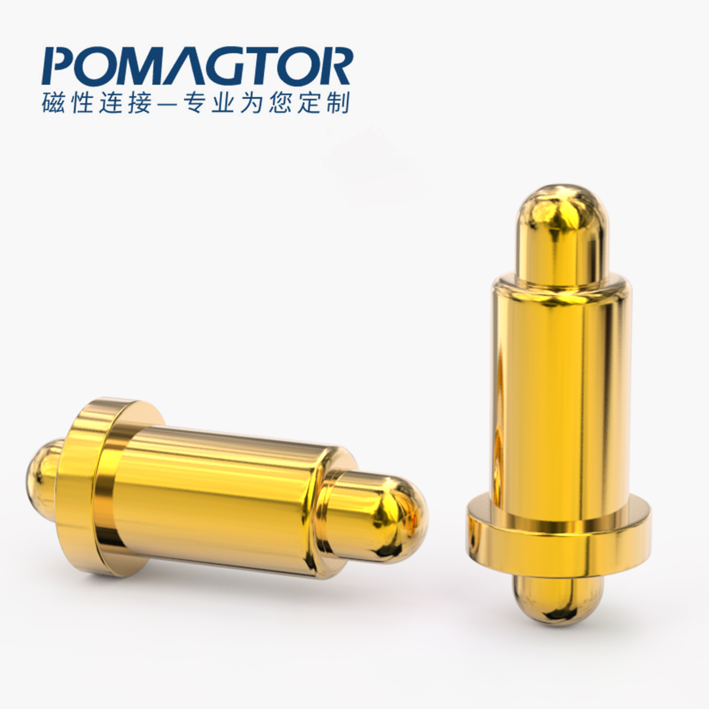 POGO PIN 双头式：电镀黄铜Au1u，电压12V，电流1A，弹力10000次+，工作温度-40°~150°