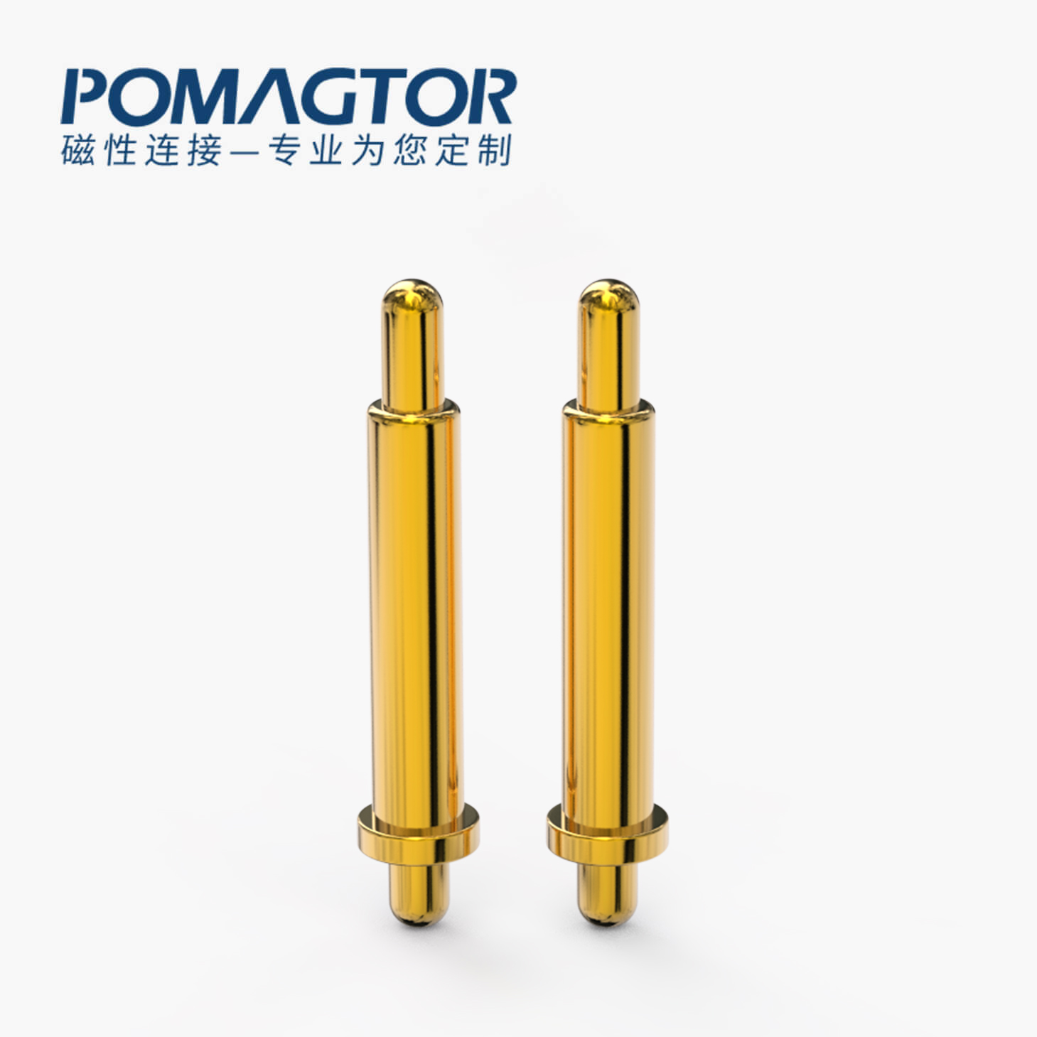 POGO PIN 双头式：电镀黄铜Au1u，电压12V，电流1A，弹力10000次+，工作温度-40°~150°