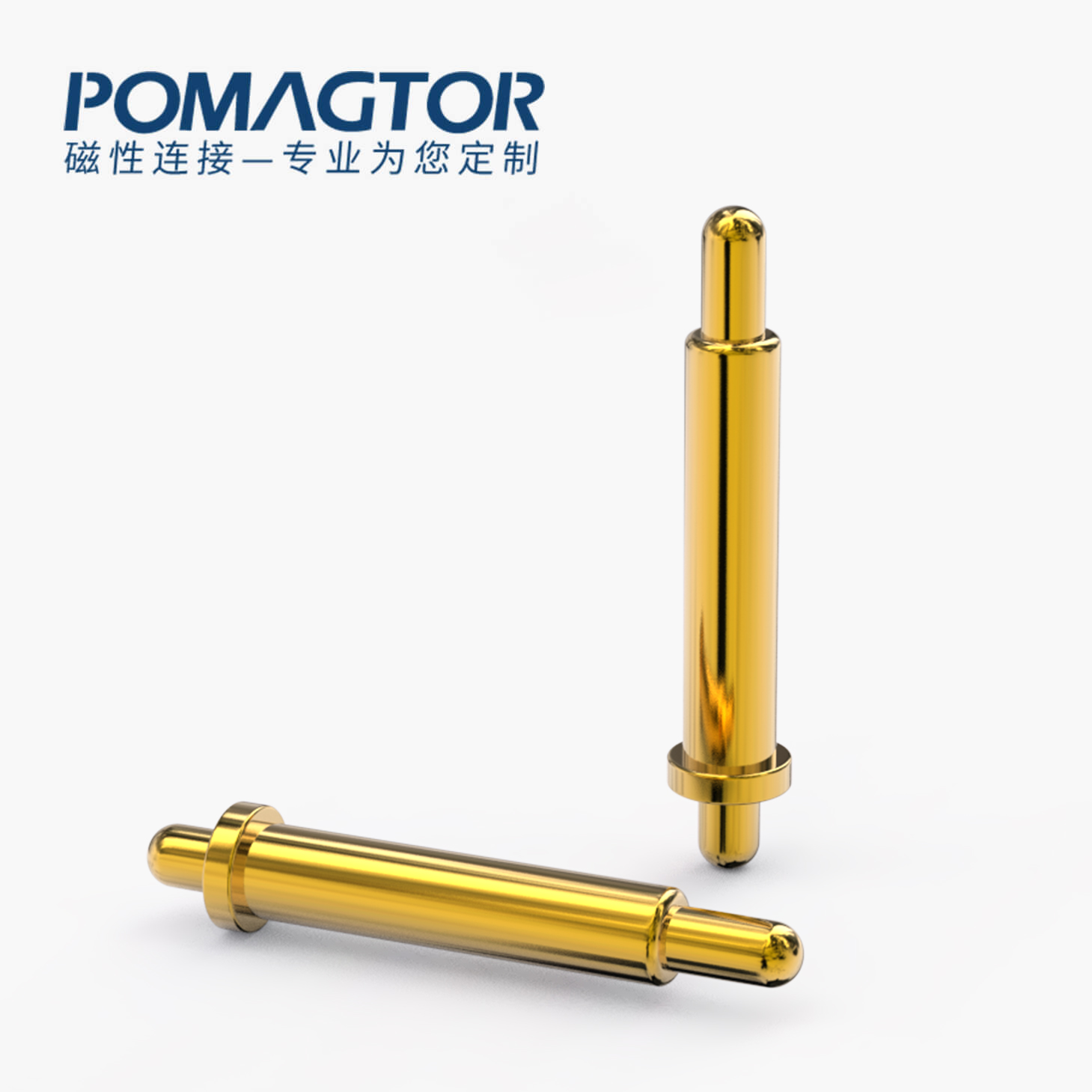 POGO PIN 双头式：电镀黄铜Au1u，电压12V，电流1A，弹力10000次+，工作温度-40°~150°