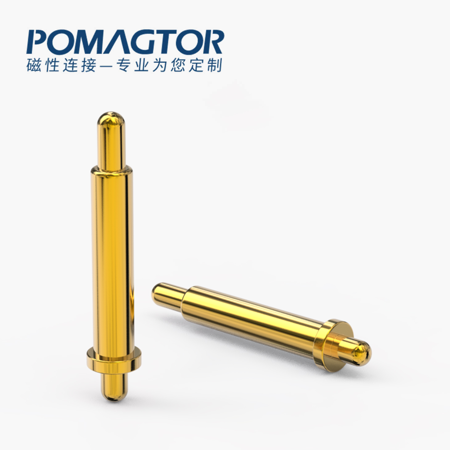 POGO PIN 双头式：电镀黄铜Au1u，电压12V，电流1A，弹力10000次+，工作温度-40°~150°