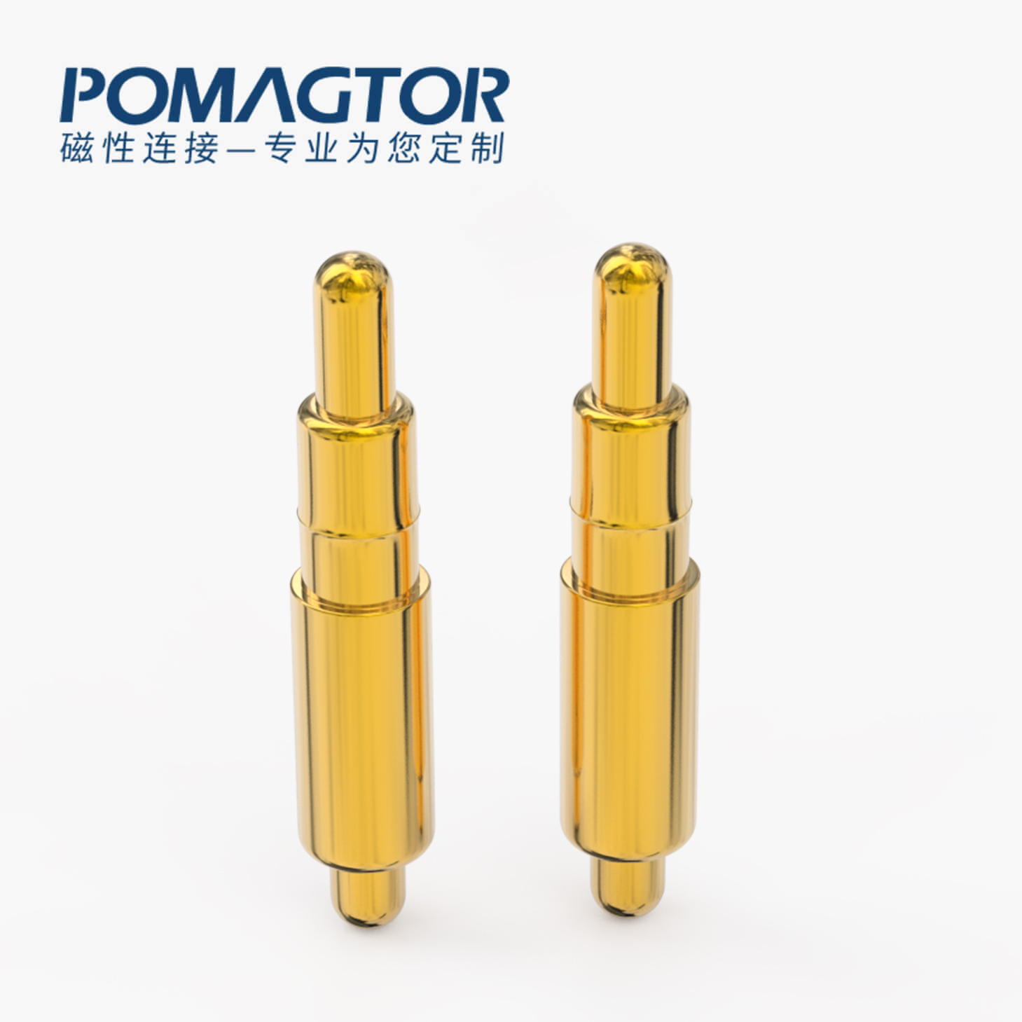 POGO PIN 双头式：电镀黄铜Au1u，电压12V，电流1A，弹力10000次+，工作温度-40°~150°