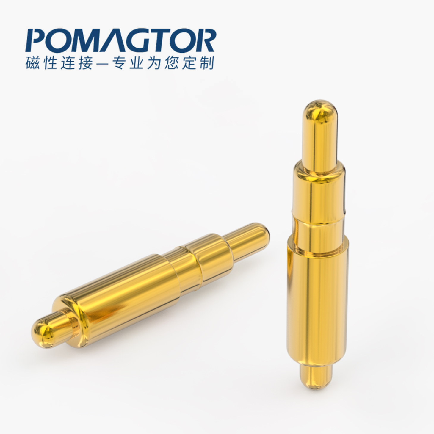 POGO PIN 双头式：电镀黄铜Au1u，电压12V，电流1A，弹力10000次+，工作温度-40°~150°