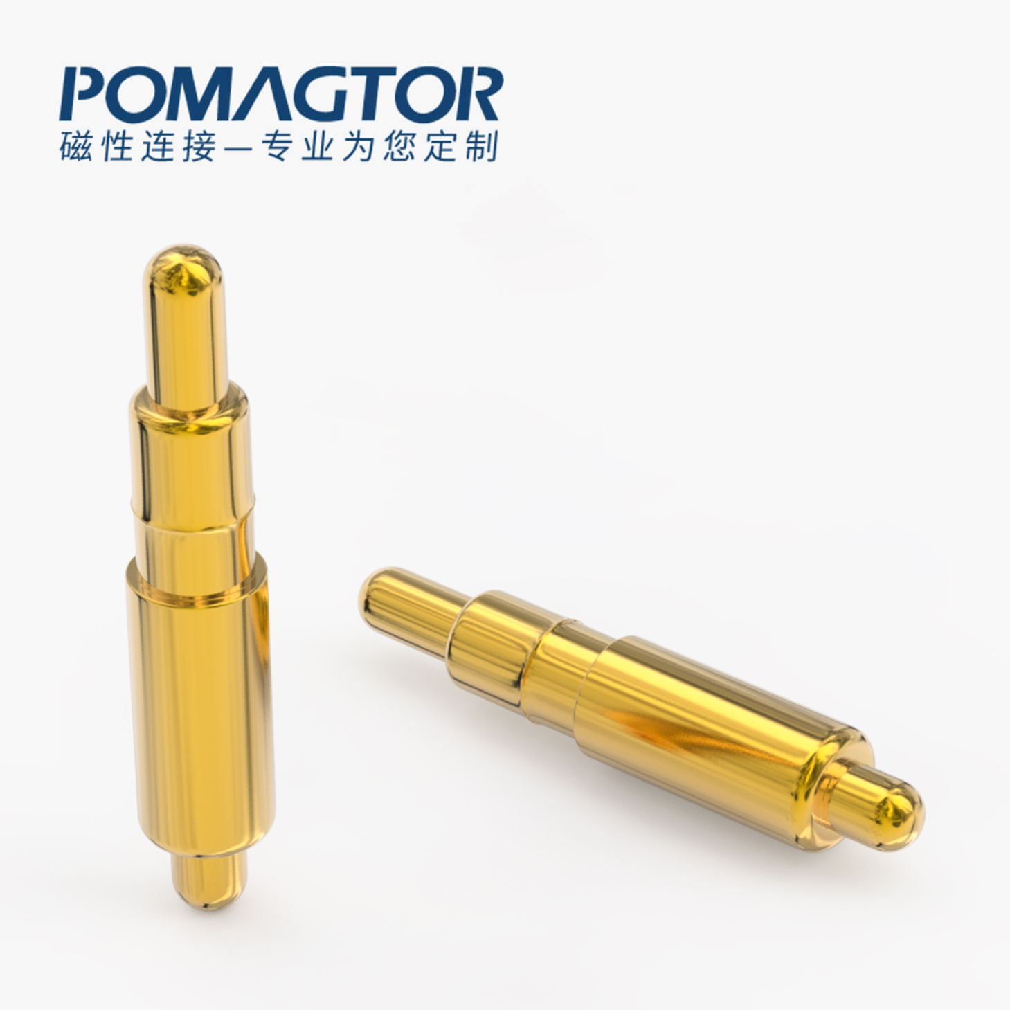 POGO PIN 双头式：电镀黄铜Au1u，电压12V，电流1A，弹力10000次+，工作温度-40°~150°