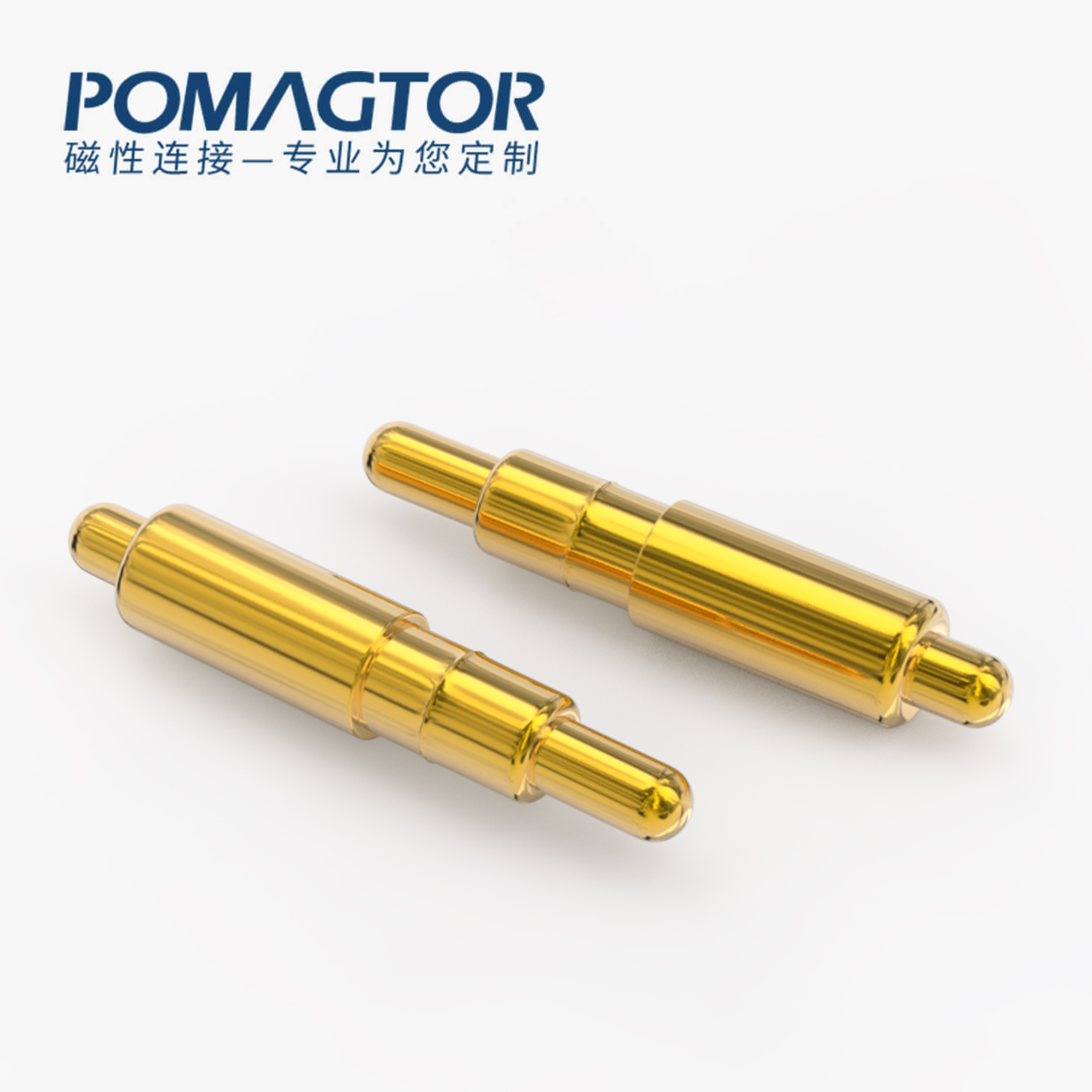 POGO PIN 双头式：电镀黄铜Au1u，电压12V，电流1A，弹力10000次+，工作温度-40°~150°