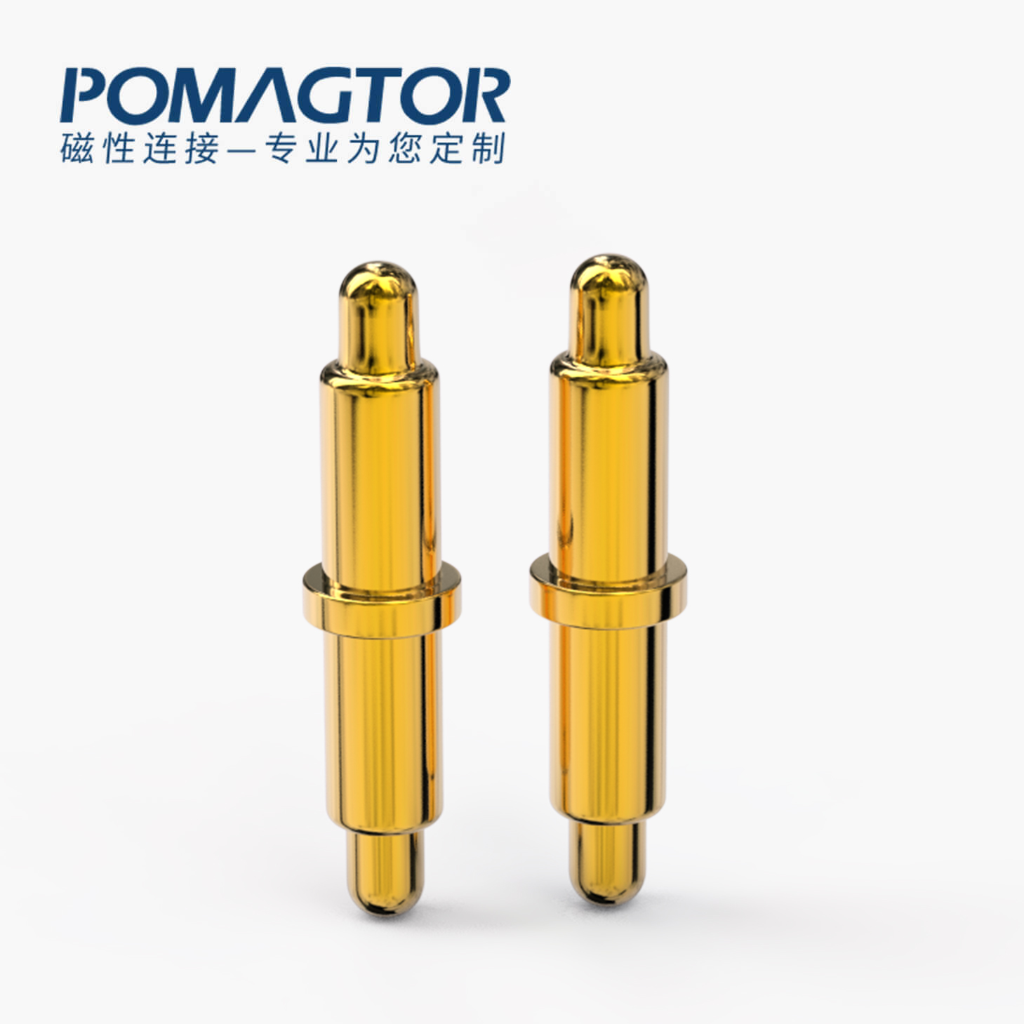 POGO PIN 双头式：电镀黄铜Au1u，电压12V，电流1A，弹力10000次+，工作温度-40°~150°