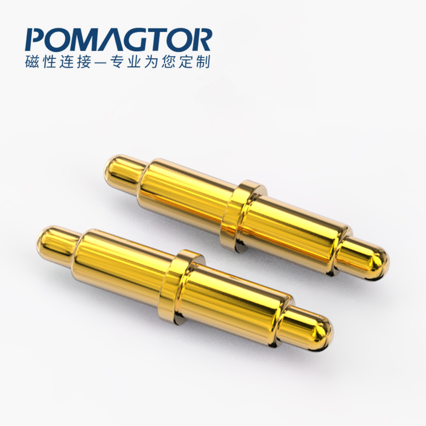 POGO PIN 双头式：电镀黄铜Au1u，电压12V，电流1A，弹力10000次+，工作温度-40°~150°