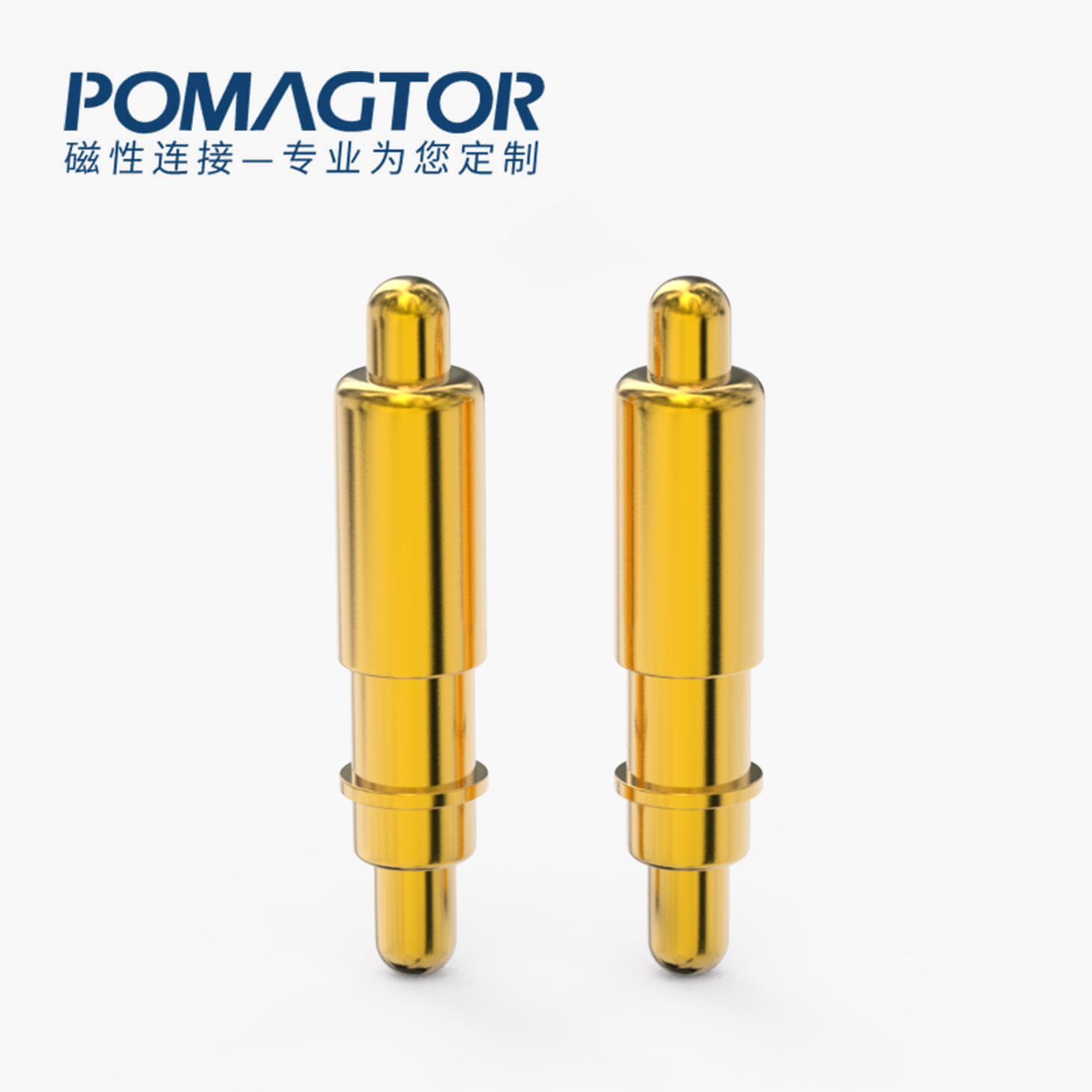 POGO PIN 双头式：电镀黄铜Au1u，电压12V，电流1A，弹力10000次+，工作温度-40°~150°