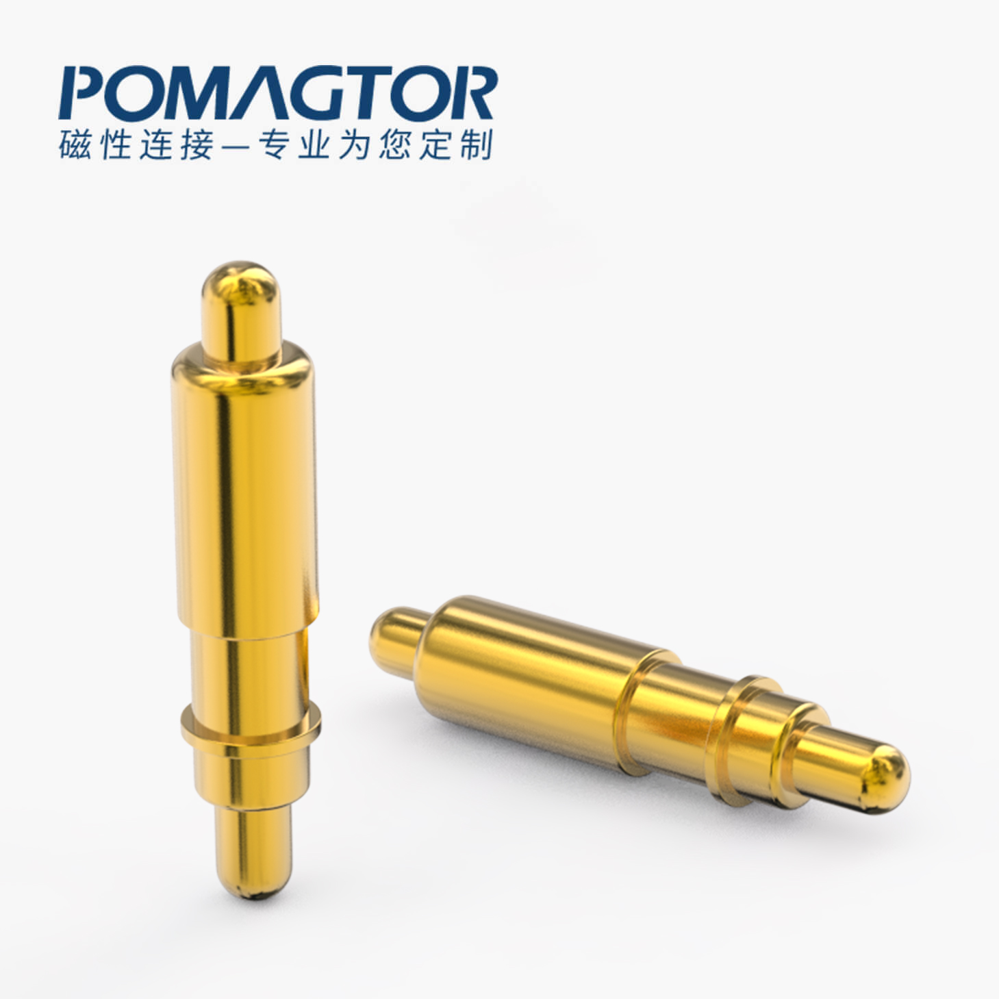 POGO PIN 双头式：电镀黄铜Au1u，电压12V，电流1A，弹力10000次+，工作温度-40°~150°