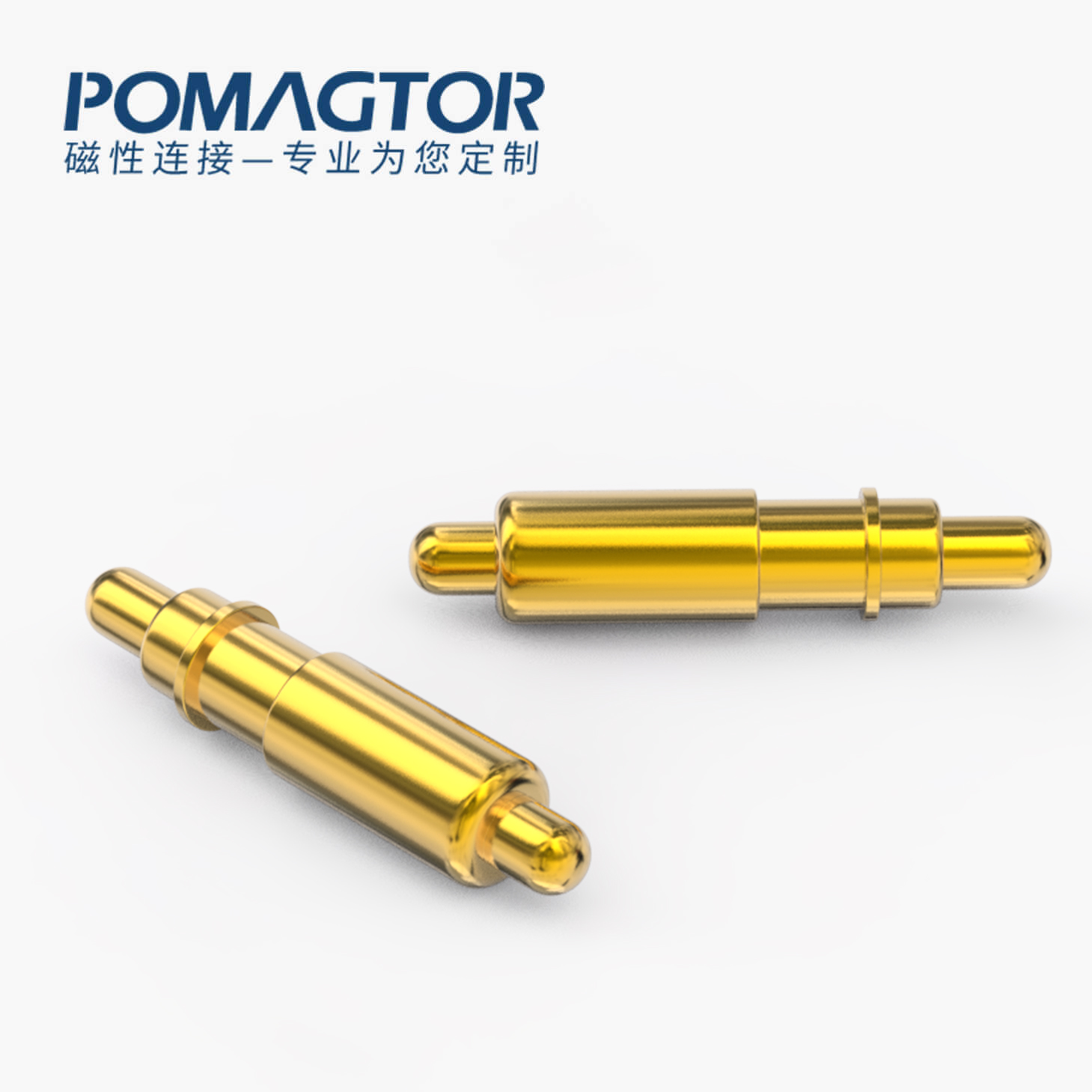 POGO PIN 双头式：电镀黄铜Au1u，电压12V，电流1A，弹力10000次+，工作温度-40°~150°