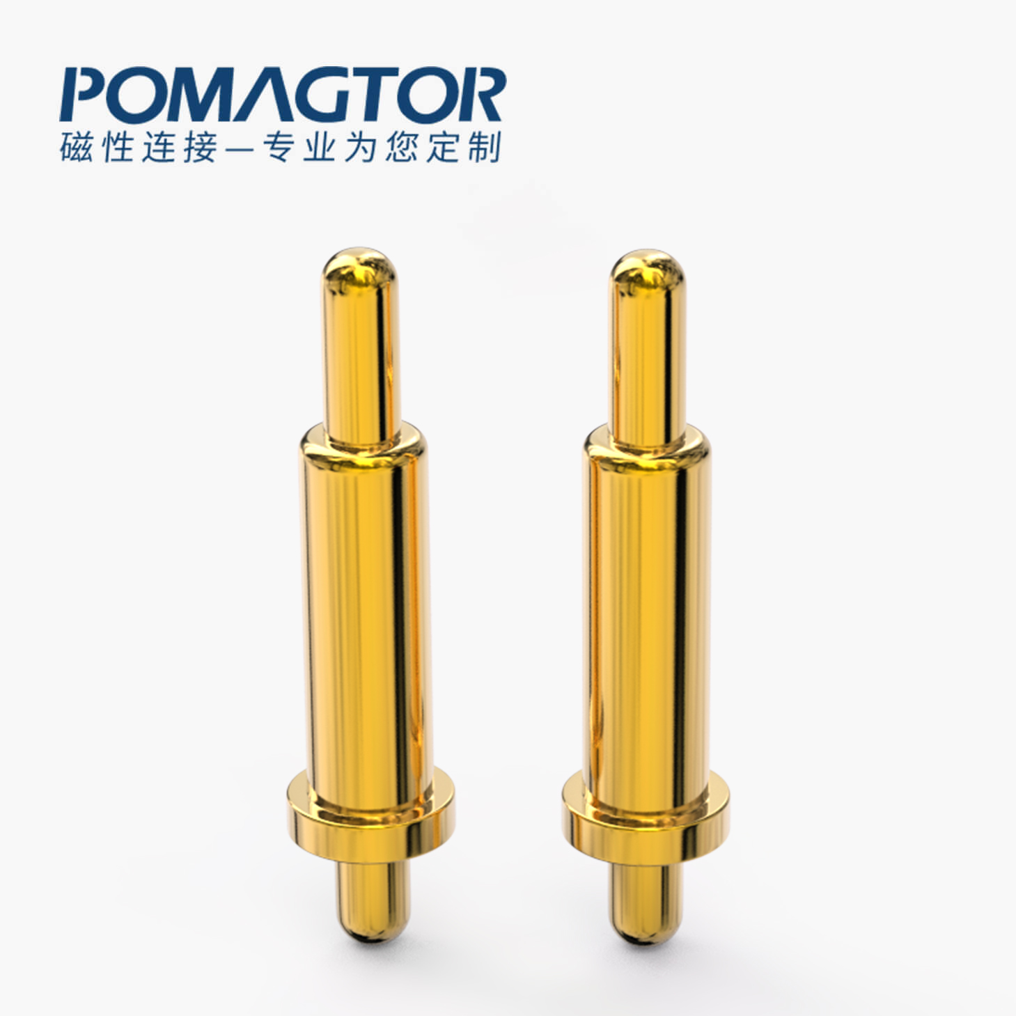 POGO PIN 双头式：电镀黄铜Au1u，电压12V，电流1A，弹力10000次+，工作温度-40°~150°