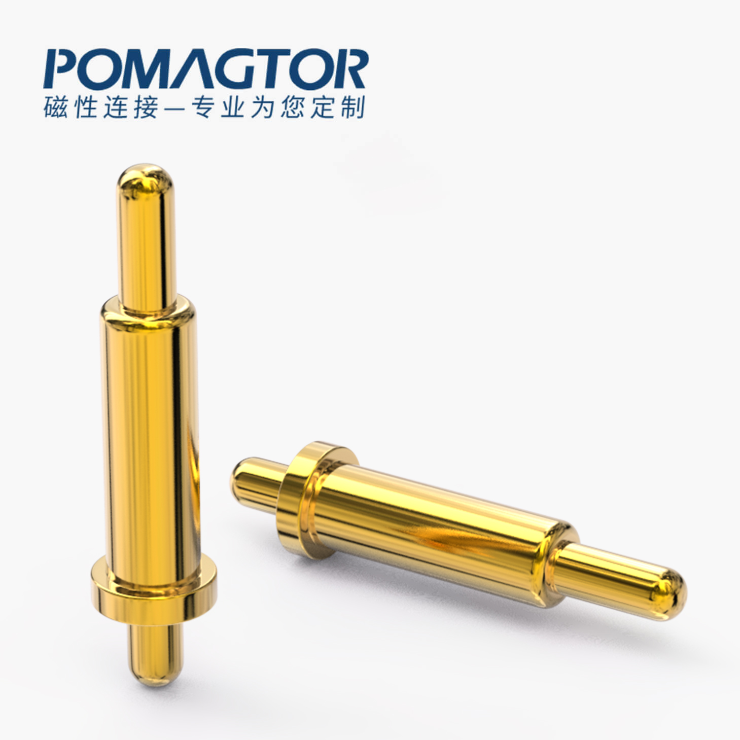 POGO PIN 双头式：电镀黄铜Au1u，电压12V，电流1A，弹力10000次+，工作温度-40°~150°