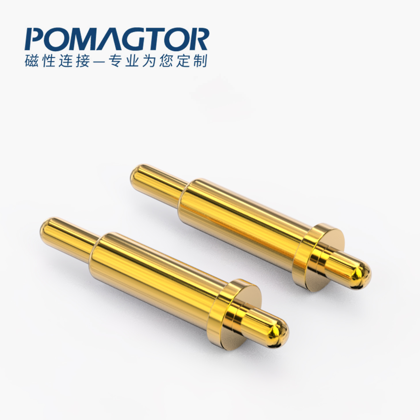 POGO PIN 双头式：电镀黄铜Au1u，电压12V，电流1A，弹力10000次+，工作温度-40°~150°