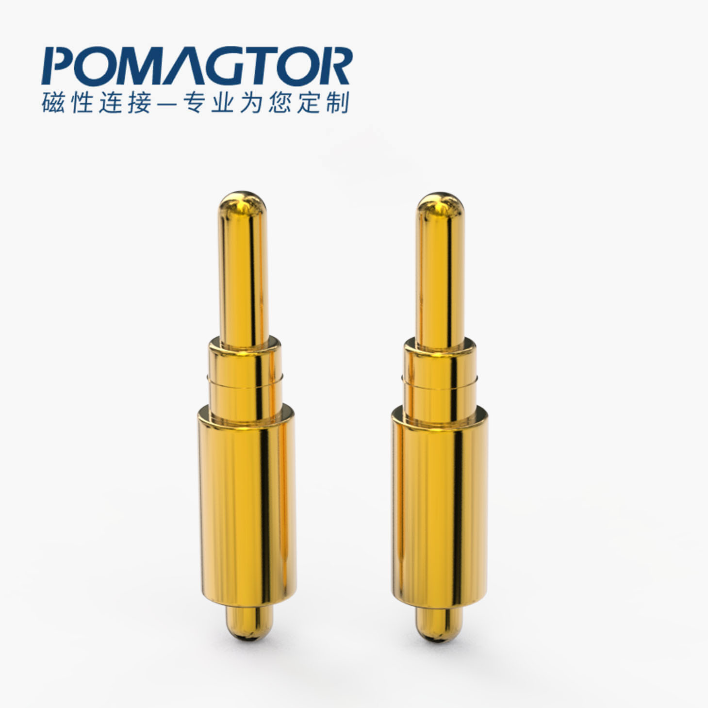 POGO PIN 双头式：电镀黄铜Au1u，电压12V，电流1A，弹力10000次+，工作温度-40°~150°