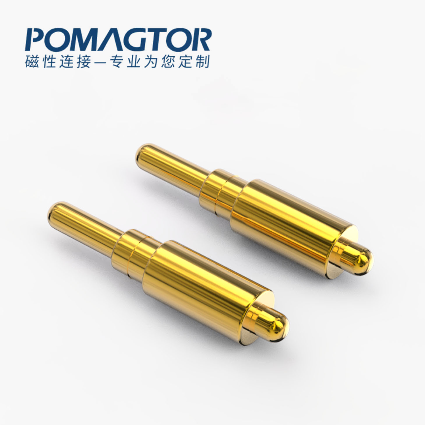 POGO PIN 双头式：电镀黄铜Au1u，电压12V，电流1A，弹力10000次+，工作温度-40°~150°