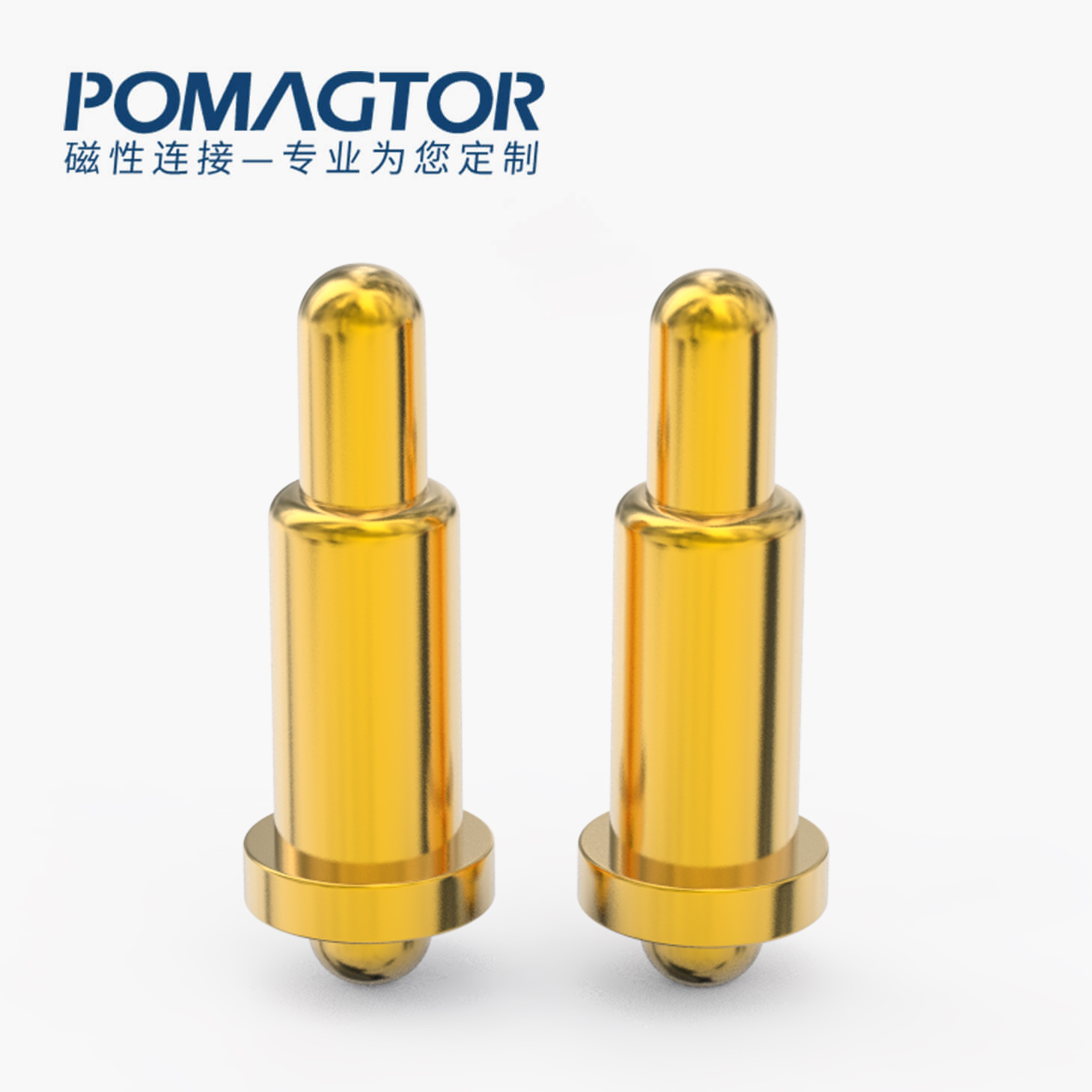 POGO PIN 双头式：电镀黄铜Au1u，电压12V，电流1A，弹力10000次+，工作温度-40°~150°