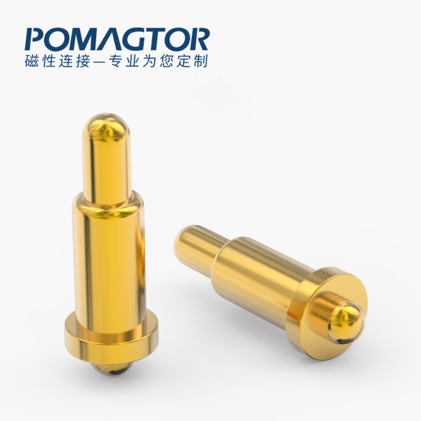 POGO PIN 双头式：电镀黄铜Au1u，电压12V，电流1A，弹力10000次+，工作温度-40°~150°