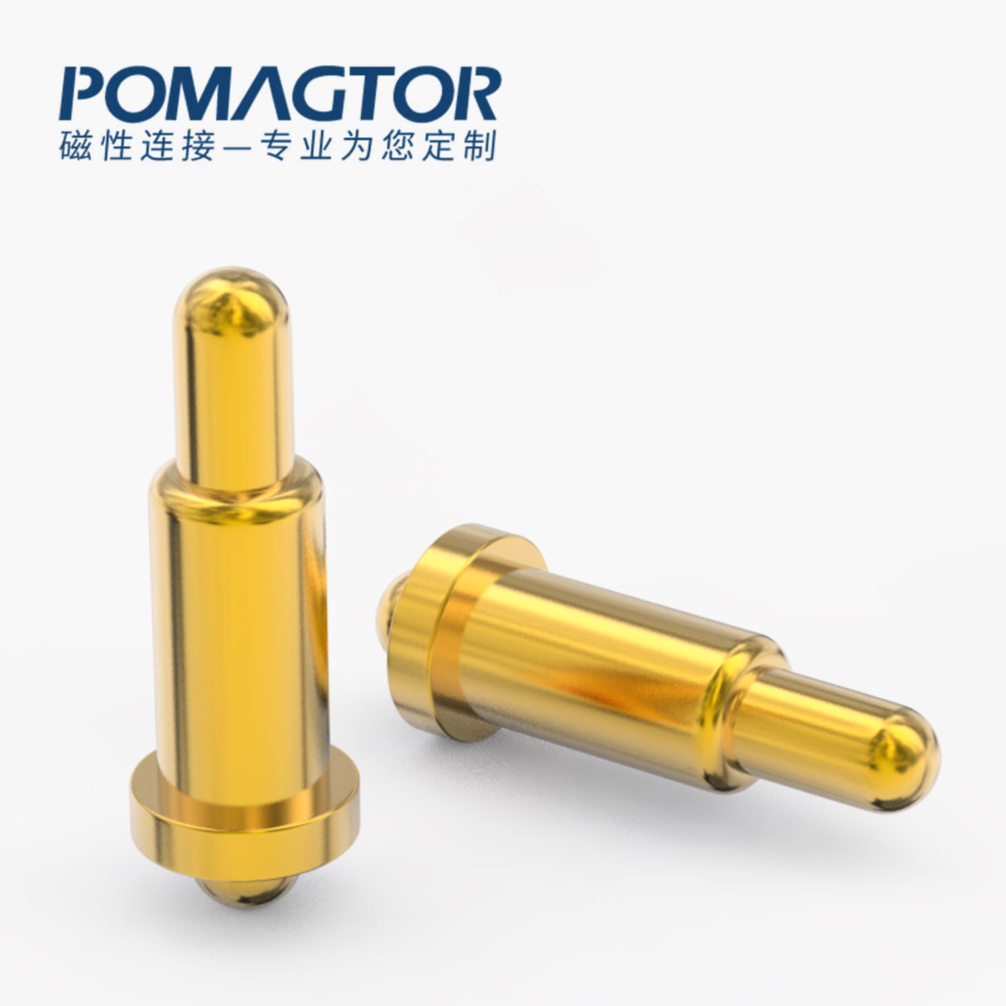 POGO PIN 双头式：电镀黄铜Au1u，电压12V，电流1A，弹力10000次+，工作温度-40°~150°