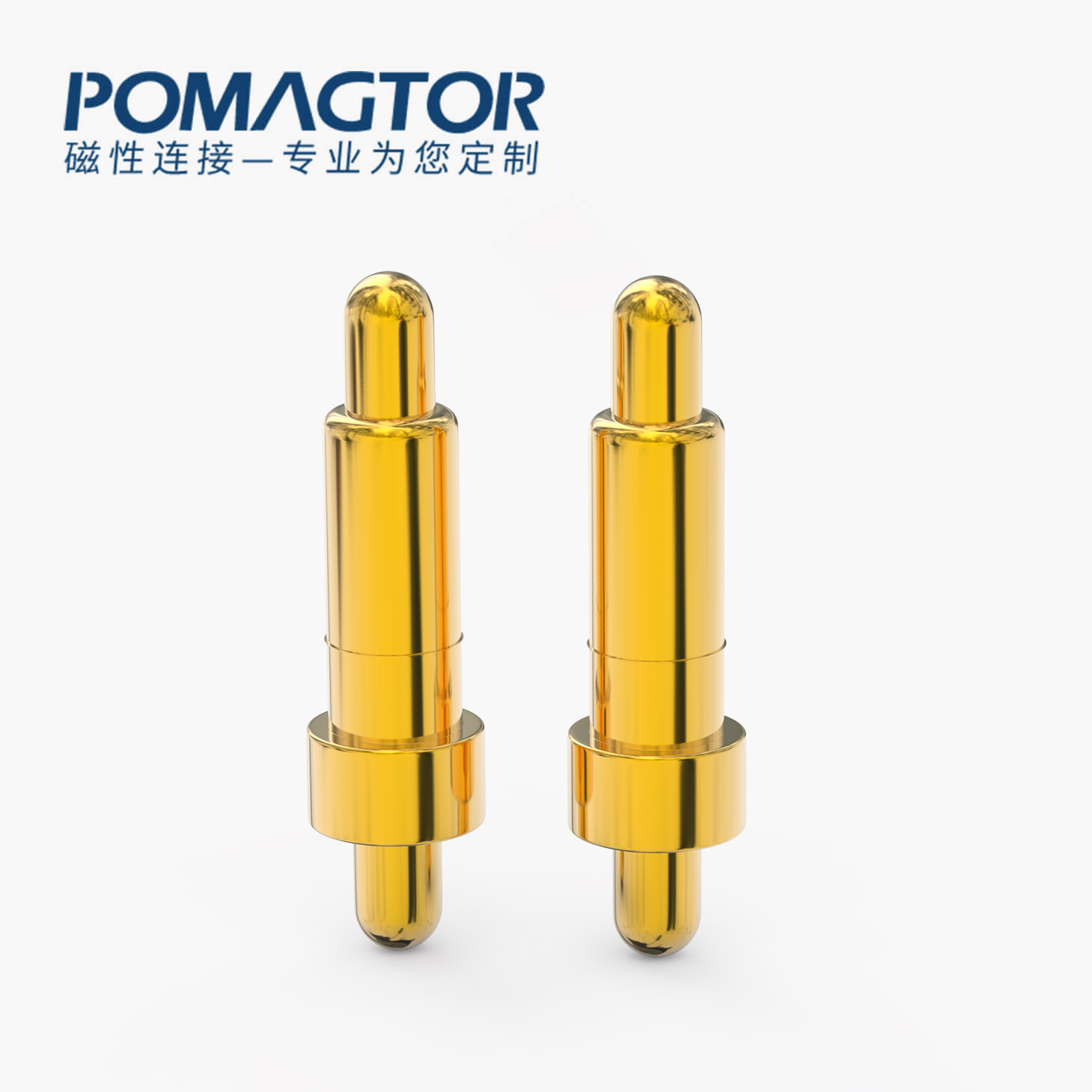 POGO PIN 双头式：电镀黄铜Au1u，电压12V，电流1A，弹力10000次+，工作温度-40°~150°