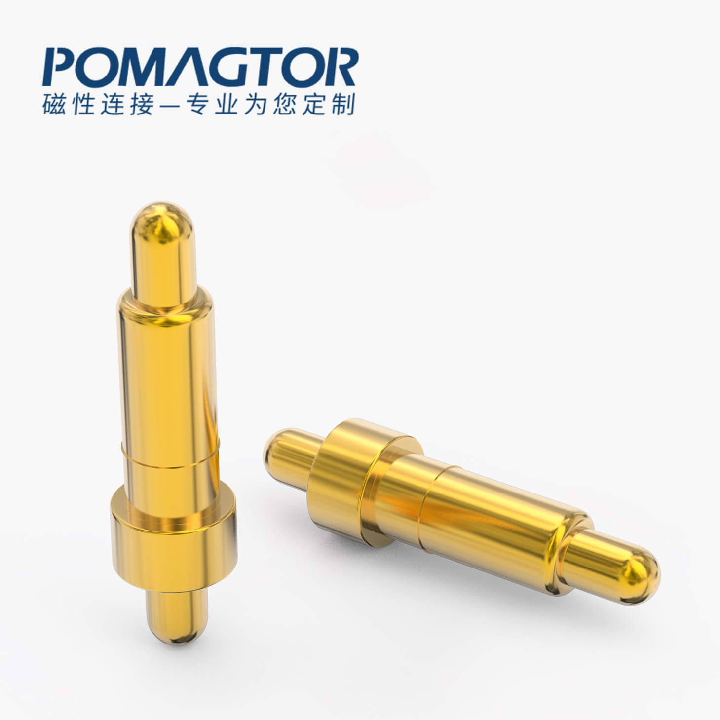 POGO PIN 双头式：电镀黄铜Au1u，电压12V，电流1A，弹力10000次+，工作温度-40°~150°