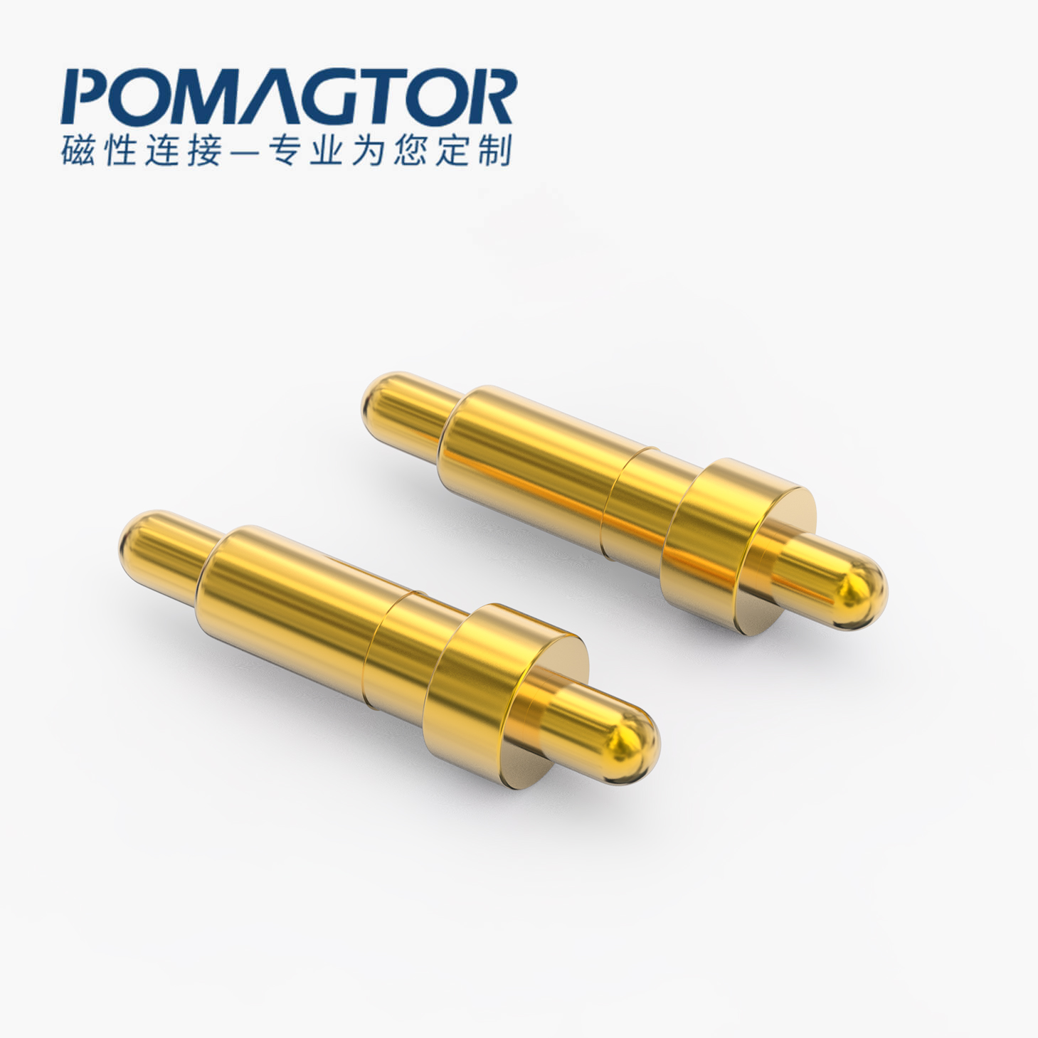 POGO PIN 双头式：电镀黄铜Au1u，电压12V，电流1A，弹力10000次+，工作温度-40°~150°