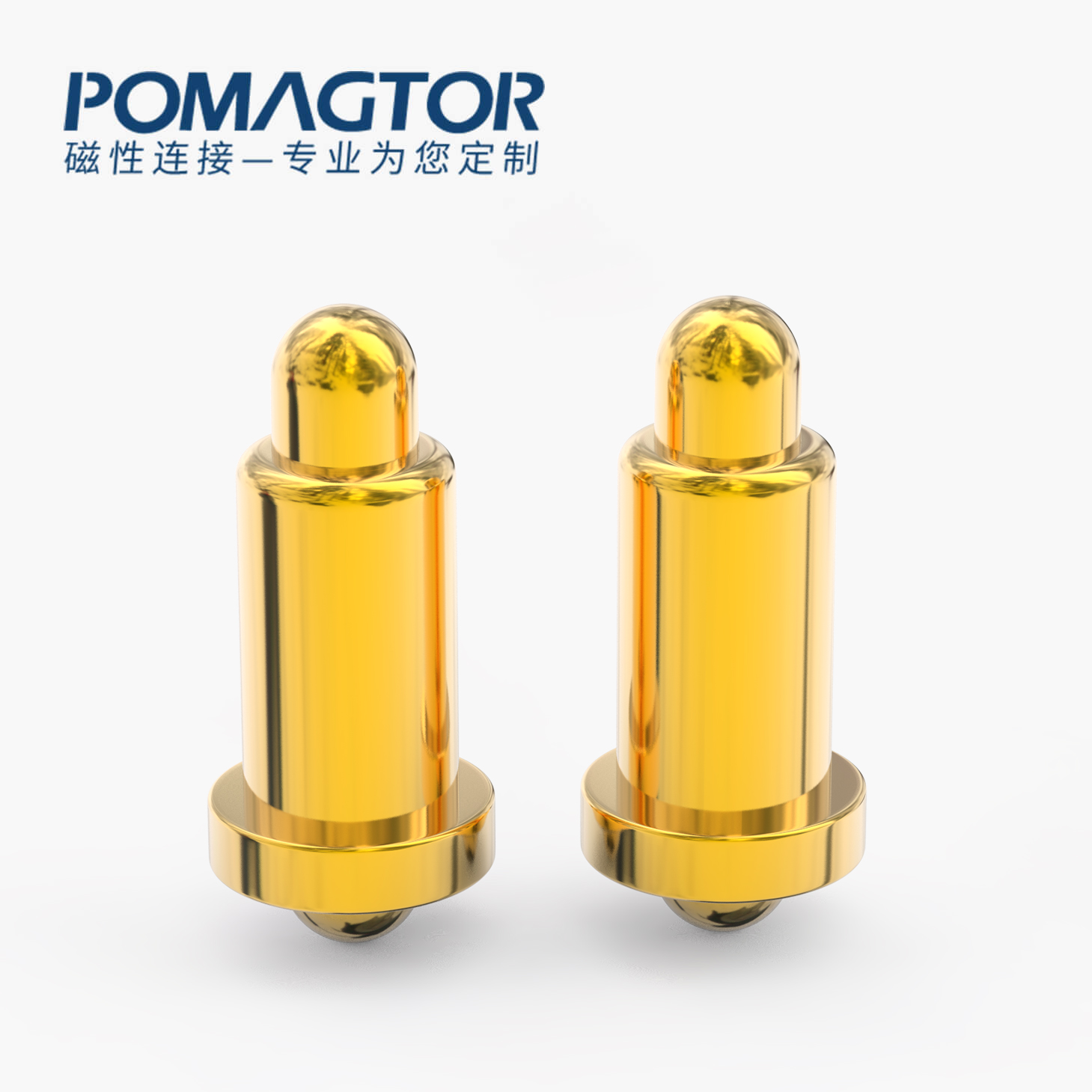 POGO PIN 双头式：电镀黄铜Au1u，电压12V，电流1A，弹力10000次+，工作温度-40°~150°