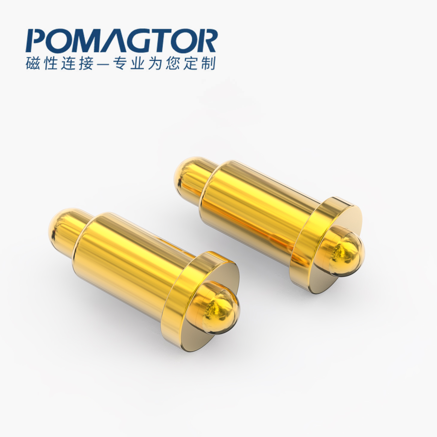 POGO PIN 双头式：电镀黄铜Au1u，电压12V，电流1A，弹力10000次+，工作温度-40°~150°