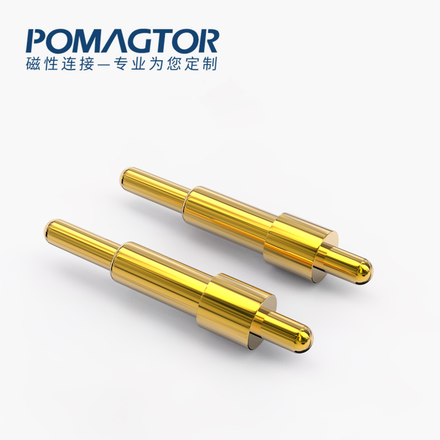 POGO PIN 双头式：电镀黄铜Au1u，电压12V，电流1A，弹力10000次+，工作温度-40°~150°