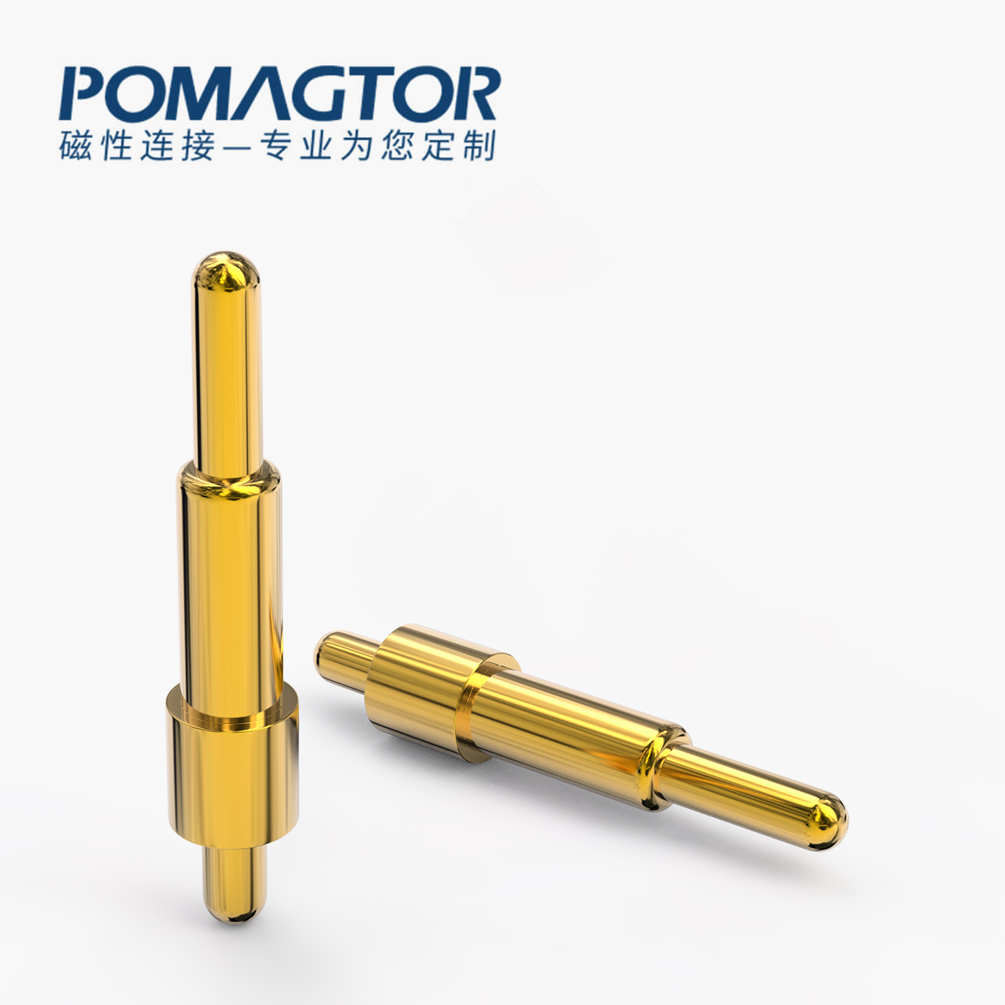 POGO PIN 双头式：电镀黄铜Au1u，电压12V，电流1A，弹力10000次+，工作温度-40°~150°