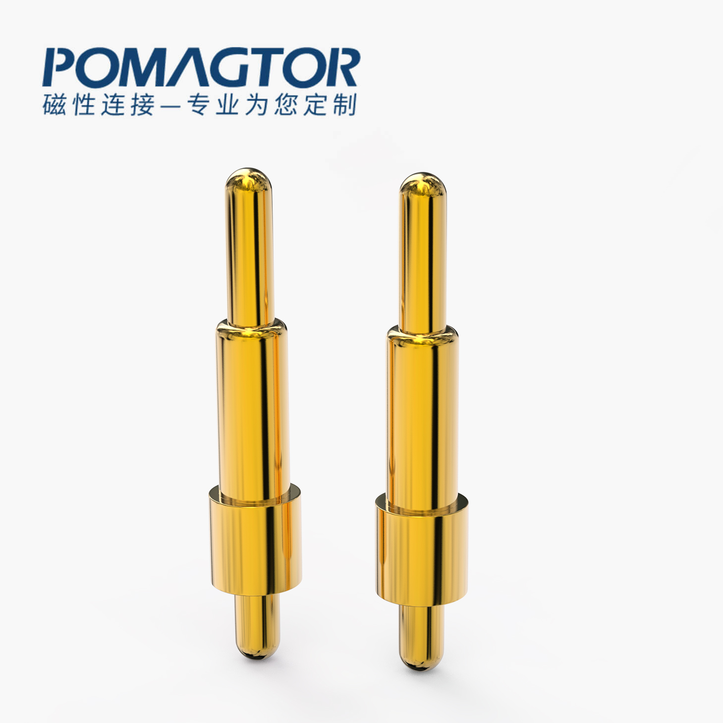 POGO PIN 双头式：电镀黄铜Au1u，电压12V，电流1A，弹力10000次+，工作温度-40°~150°