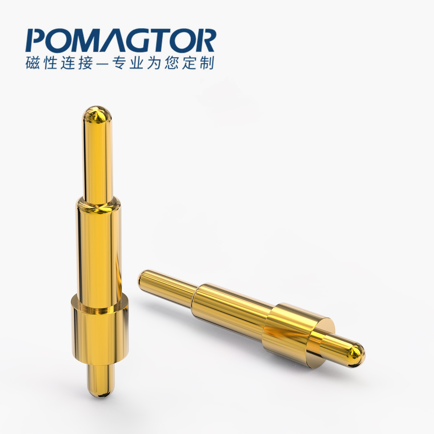 POGO PIN 双头式：电镀黄铜Au1u，电压12V，电流1A，弹力10000次+，工作温度-40°~150°