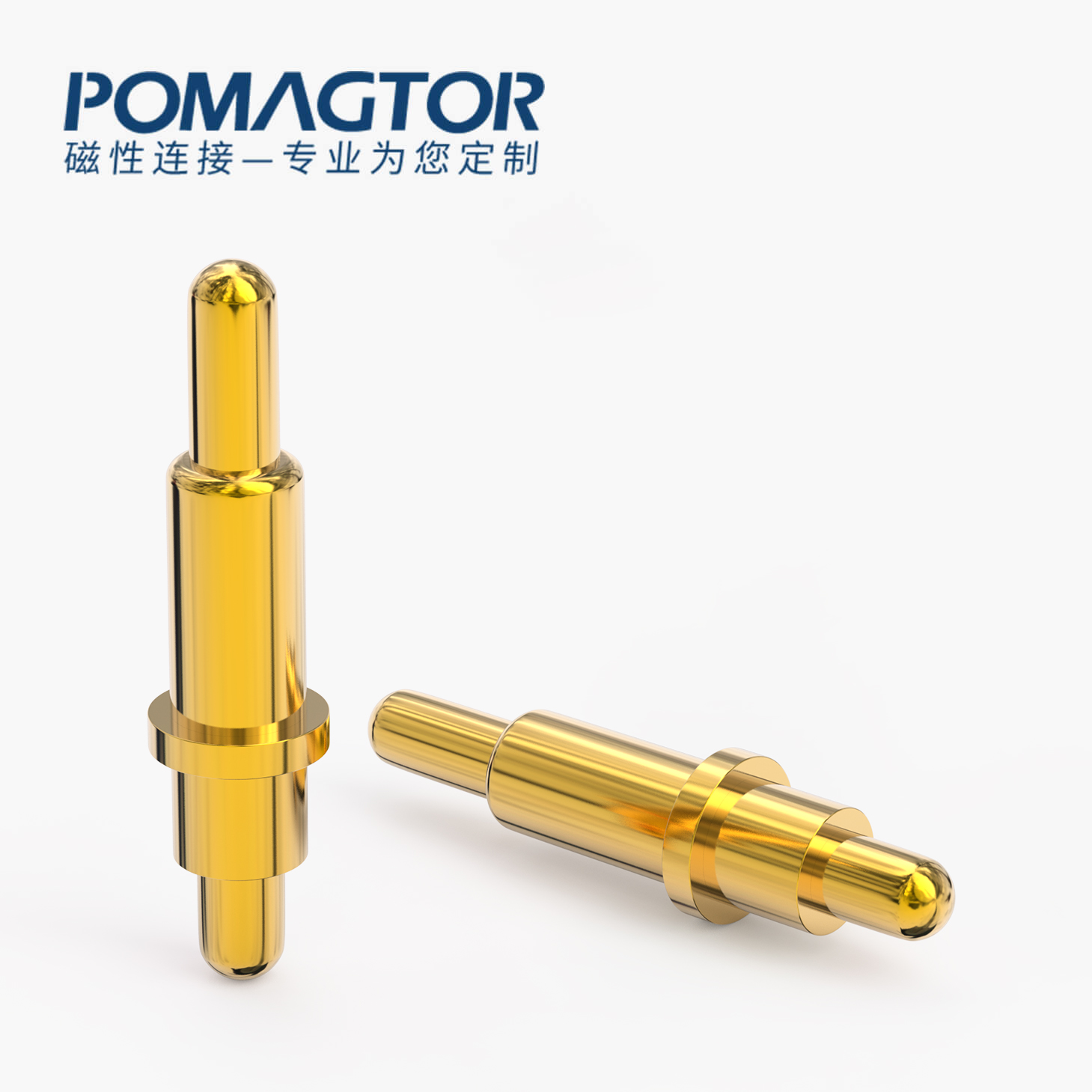 POGO PIN 双头式：电镀黄铜Au1u，电压12V，电流1A，弹力10000次+，工作温度-40°~150°