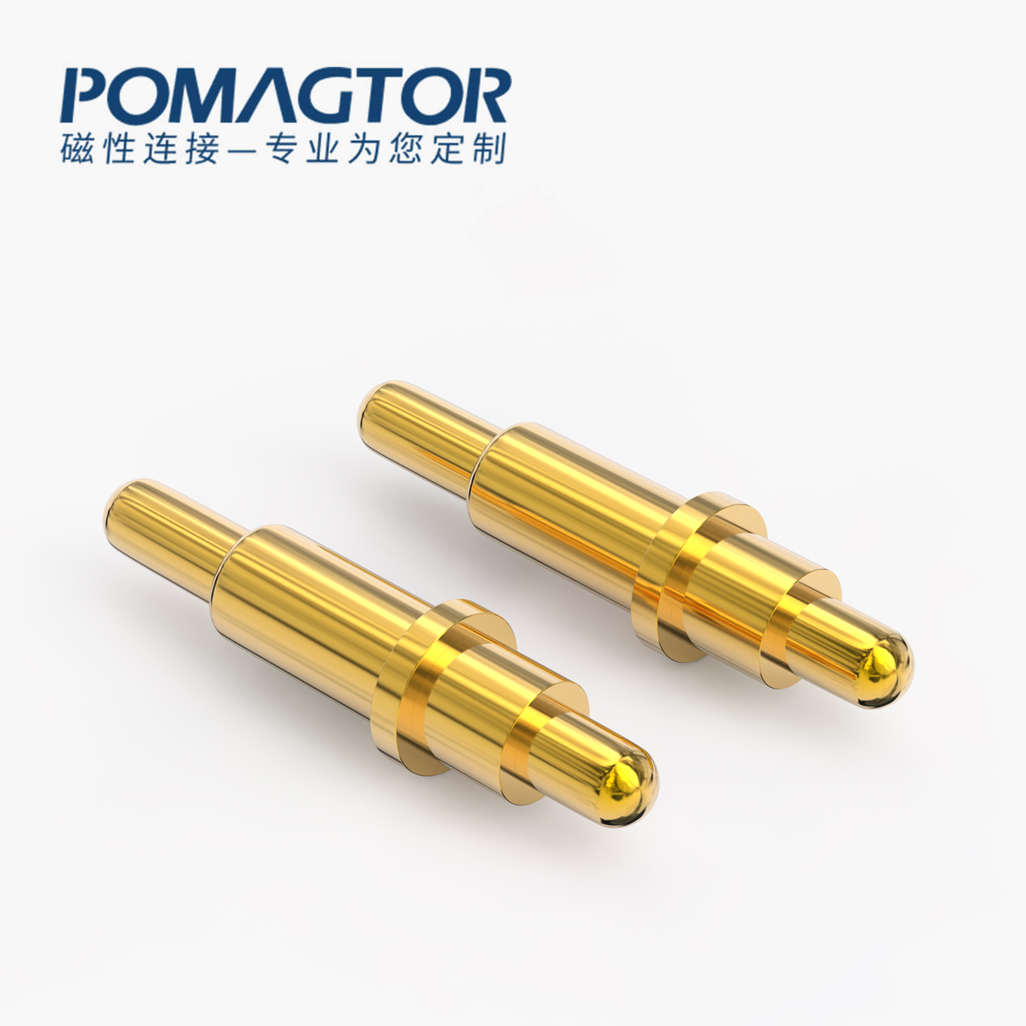 POGO PIN 双头式：电镀黄铜Au1u，电压12V，电流1A，弹力10000次+，工作温度-40°~150°