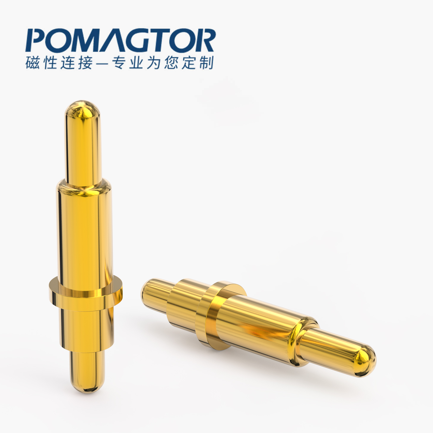 POGO PIN 双头式：电镀黄铜Au1u，电压12V，电流1A，弹力10000次+，工作温度-40°~150°