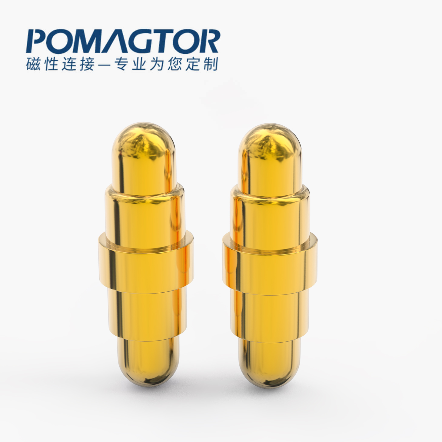 POGO PIN 双头式：电镀黄铜Au1u，电压12V，电流1A，弹力10000次+，工作温度-40°~150°