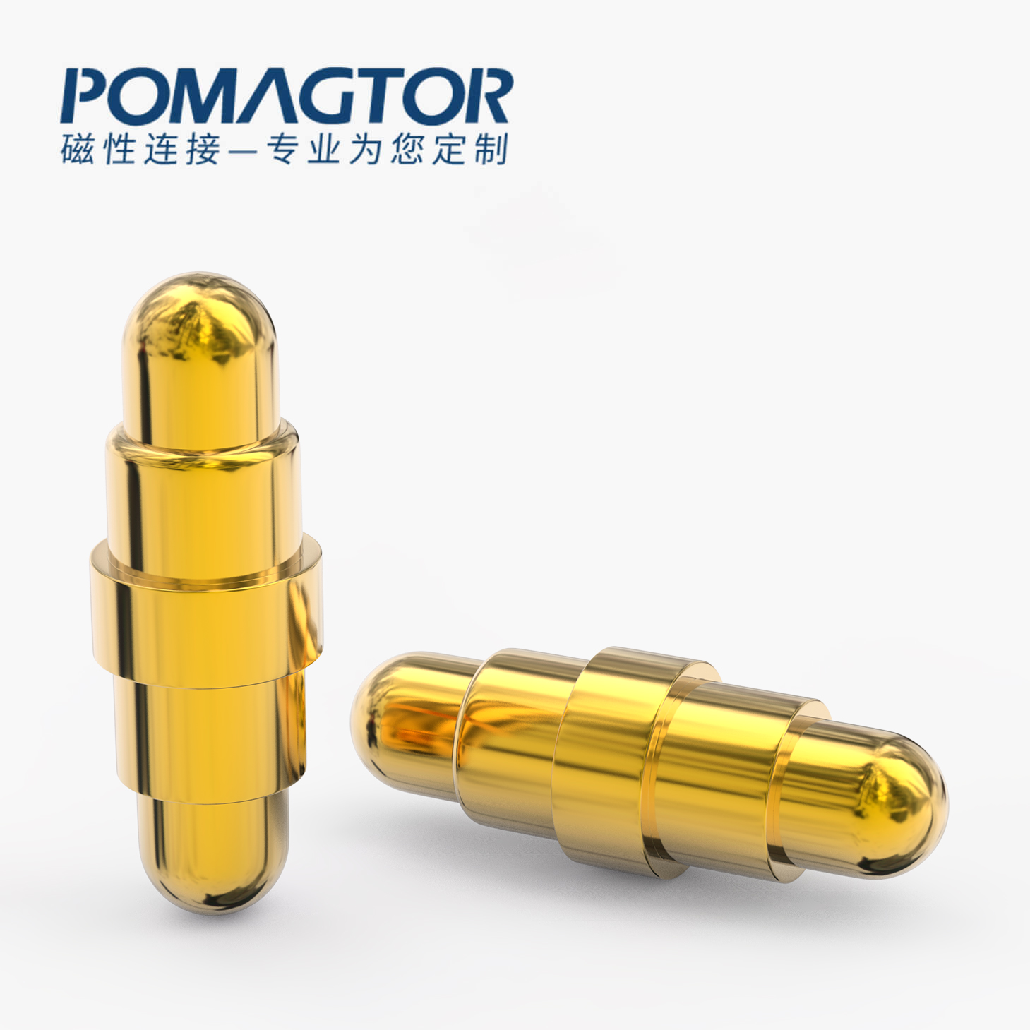 POGO PIN 双头式：电镀黄铜Au1u，电压12V，电流1A，弹力10000次+，工作温度-40°~150°